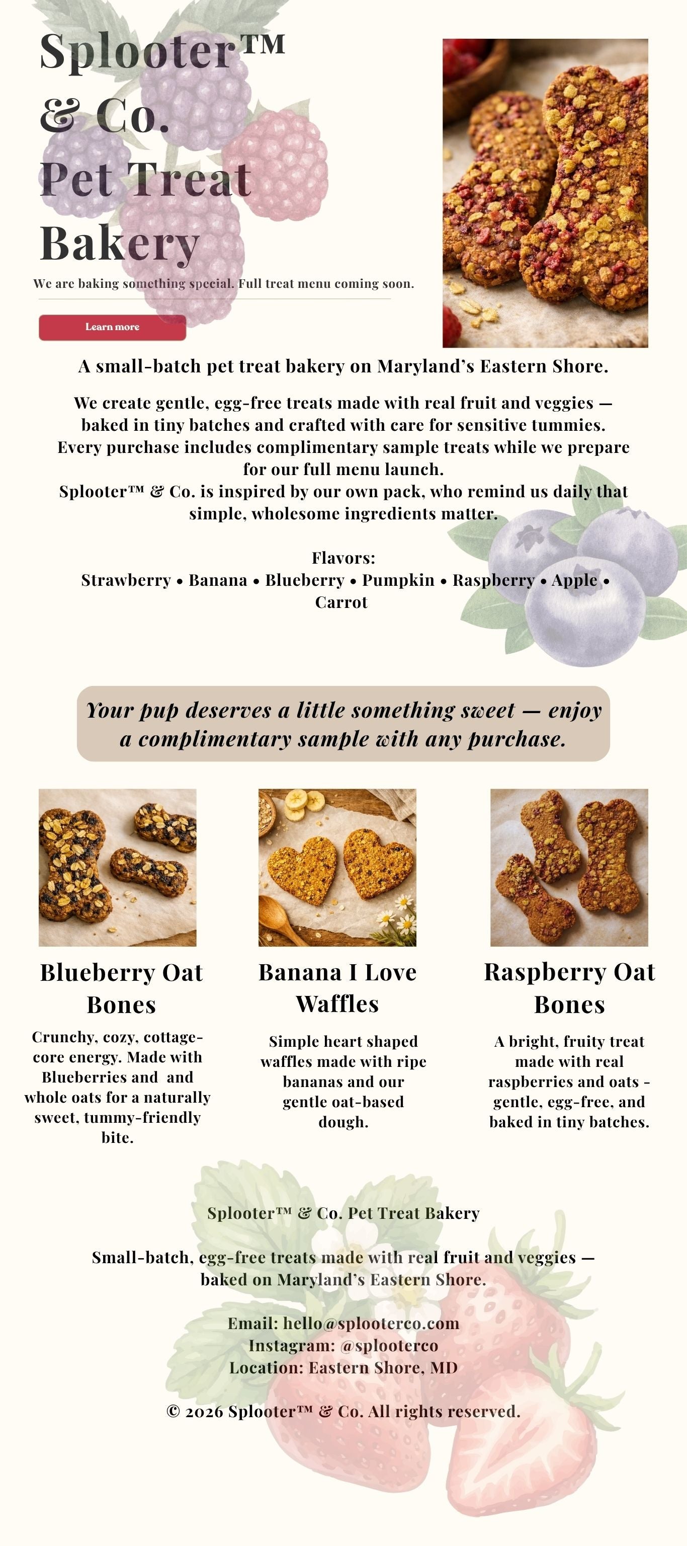 Splooter™ & Co. Treat Menu